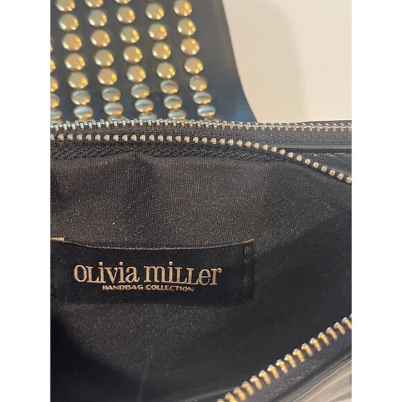 Black Olivia Miller Leather Studded Wristlet With Gold Chain Strap & Zipper Clos - Picture 8 of 10